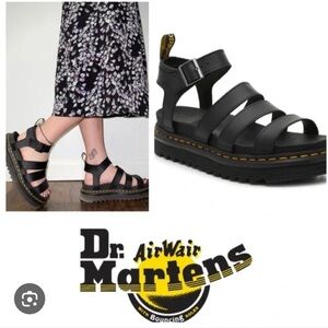Dr. Martens Black Leather Gladiator Platform Sandals